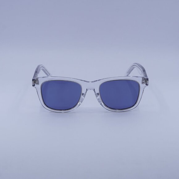 Saint Laurent SL51 RIM 004 Sunglasses Crystal Square Frame, Blue Lenses - Picture 3 of 10